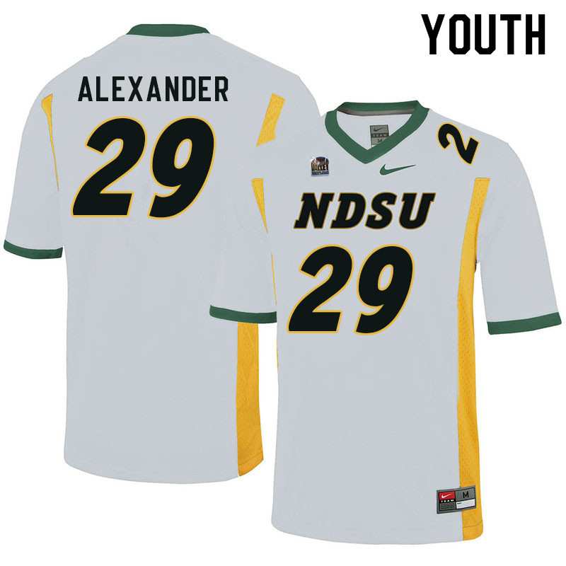 Youth #29 Jaquise Alexander North Dakota State Bison College Football Jerseys Sale-White - Click Image to Close